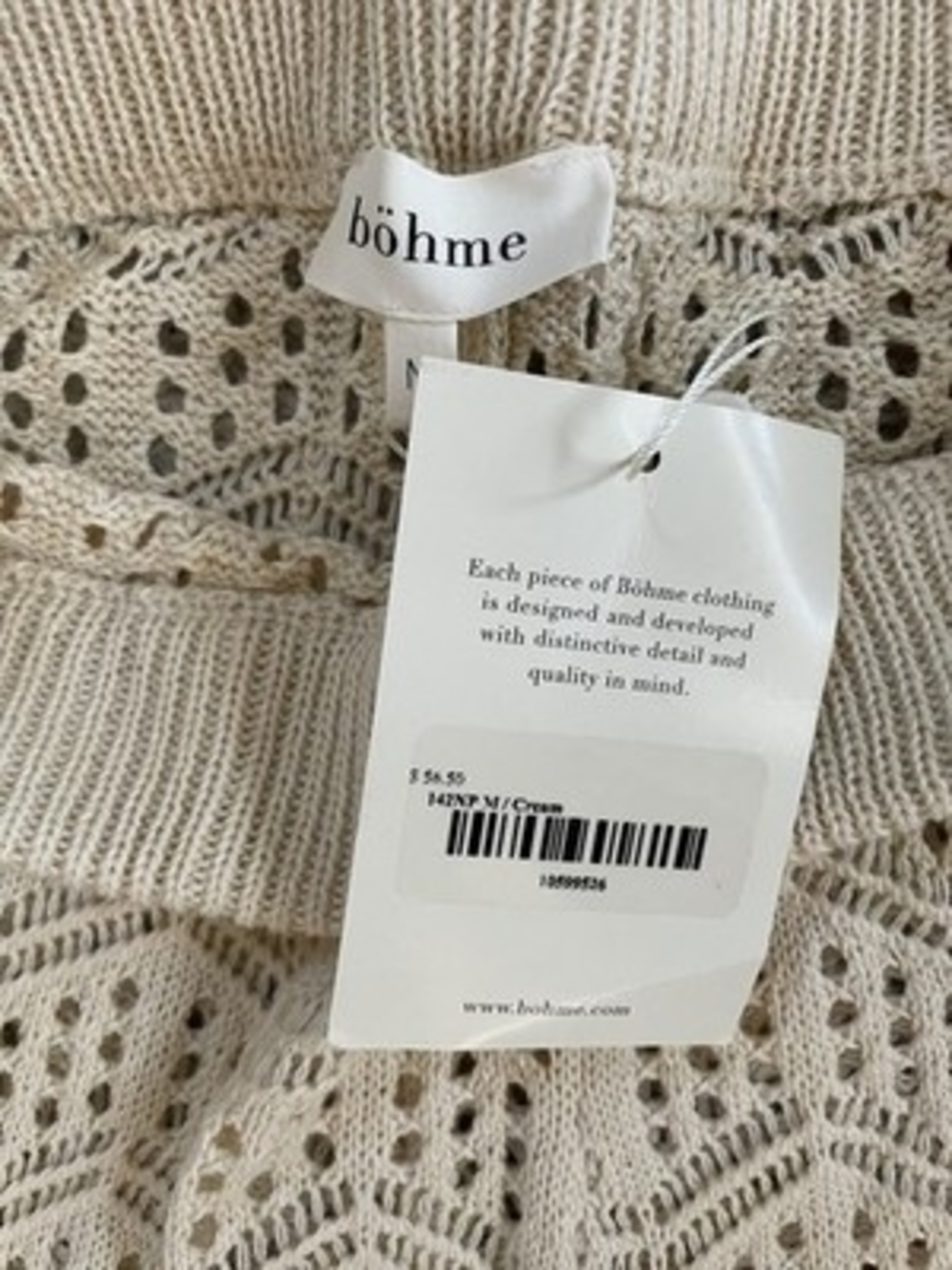 Bohme Crochet Pants Women’s Beige Full Length Boho Pants Size M NWT - Picture 8 of 8
